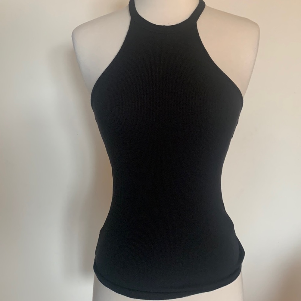 Black Ribbed Racerback Tank